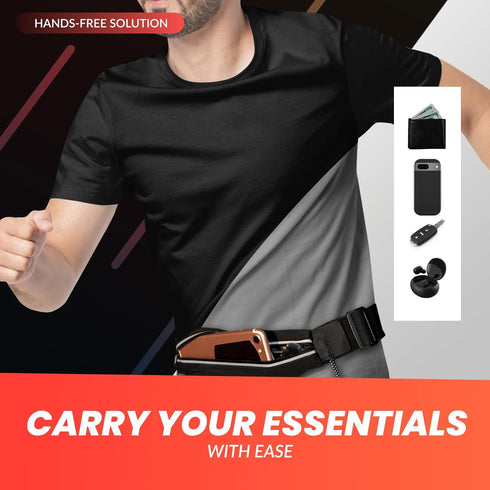 Pack 5K, Triathlon Race Belt with Bib Holder - Water-Resistant Zipper Pouch - Reflective Running Belt for Phone, Gels