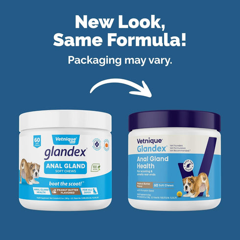Vetnique Glandex Anal Gland Soft Chew Treats for Dogs, Peanut Butter Chews, 60 Count