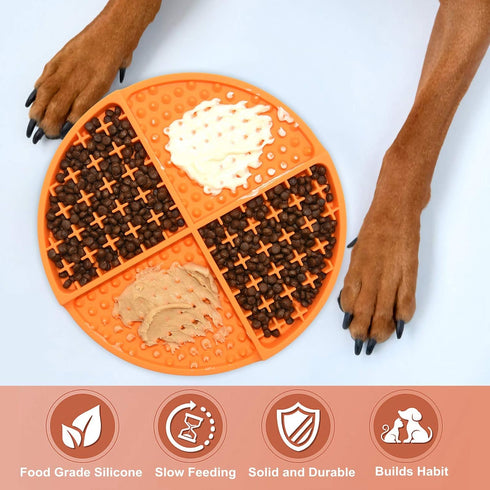 Bangp Licking Mat for Dogs and Cats - Heavy-Duty Puzzle Mat for Boredom Anxiety Reduction, Perfect for Treats (Orange)