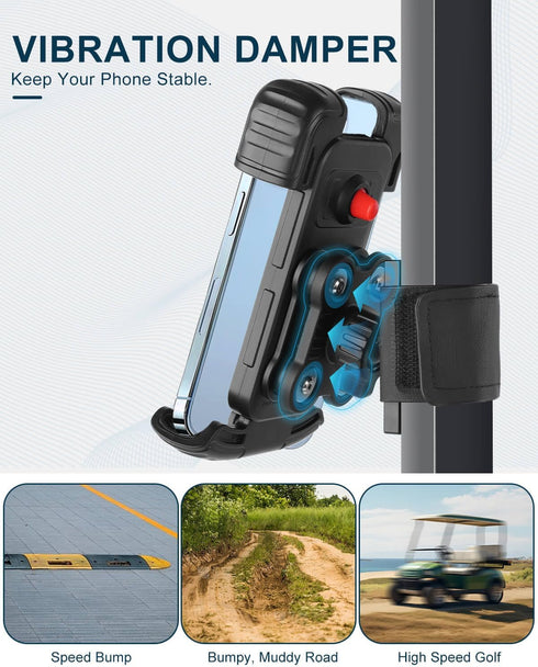 Magnetic Golf Cart Phone Holder Mount with Vibration Dampener & Ultra-Strength Neodymium N52 Magnets for EZGO/Club