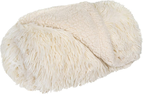 PetAmi Waterproof Dog Blanket 29x40 Cream Beige, Calming Fleece Cat Blanket, Washable Sherpa Faux Fur Throw