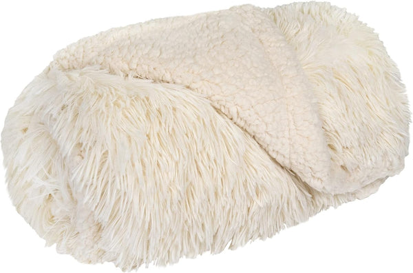 PetAmi Waterproof Dog Blanket 29x40 Cream Beige, Calming Fleece Cat Blanket, Washable Sherpa Faux Fur Throw