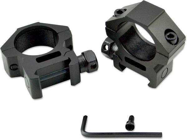 Sniper Low Profile Rifle Scope Rings, Picatinny Rail System, Black, 1 inch Diameter