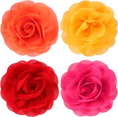 WILLBOND 4 Pieces Multicolored Dog Flower Bow Collar Set, Pet Bow Collar Charms for Puppy Dog Collar Cat Grooming