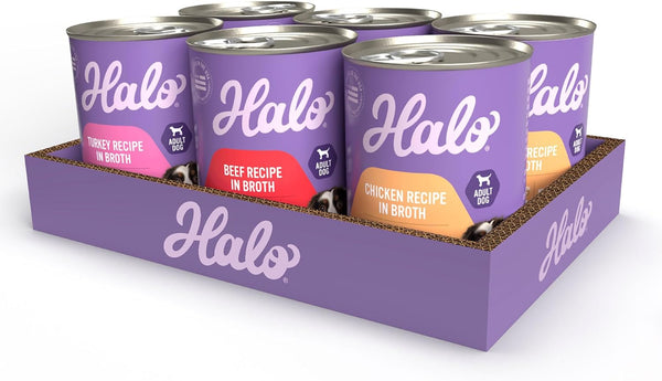 Halo Wet Dog Food Variety Pack, Three Canned Whole Meat Chicken Stew,