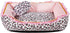 Gigreinc Cute Pink Puppy Sleeping Mat Bed with Leopard Pattern, Round Square Shape Cat Dog Sofa Bed, Pet House Nest