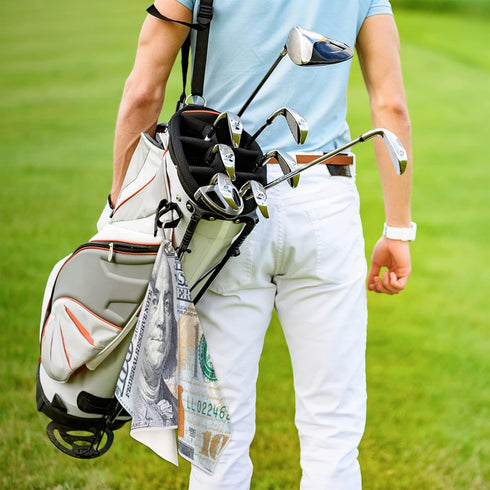 Pardick Golf Towel for Men Women, 100 Dollar Bill Design, Microfiber Fabric for Cleaning Golf Balls