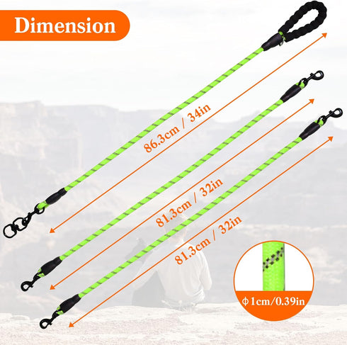 Five Dog Leash - 5 Way Leash for Dogs, 360° Swivel No Tangle Walking Leash for 5 Dogs, Comfortable with Reflective