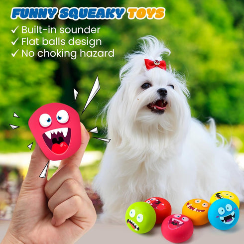 12 Hungdao Pcs Squeaky Dog Toys Latex Rubber Squeaky Ball Smile Face Emoticon Dog Toys Chewing Interactive Ball Bulk