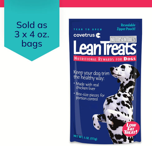 Covetrus Nutrisential Lean Treats for Dogs - Soft Dog Treats for Small, Medium & Large Dogs - Nutritional Low Fat Bite Size K9 Treats - Chicken Flavor - 3 Pack - 4oz