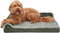 Furhaven Orthopedic Dog Bed for Large/Medium Dogs, Removable Bolsters & Washable Cover, Two-Tone Plush Faux Fur, Dark