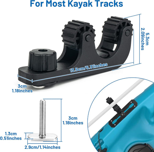 Kayak Paddle Holder, 2 Pack Kayak Track Mount Accessories for Fishing and Canoeing