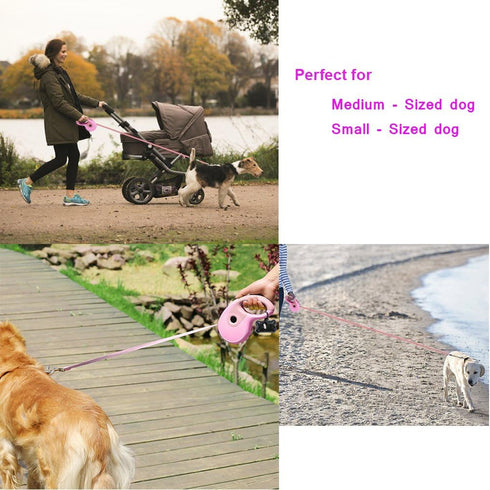 Secfanya Retractable Dog Leashes - Pet Lead for Small Medium Large Dogs up to 33lbs, Pink