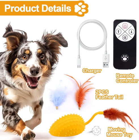 Mity Rain Interactive Dog Toys, Remote Control Dog Toy with Feather Tail, Funny for Small Medium Dogs