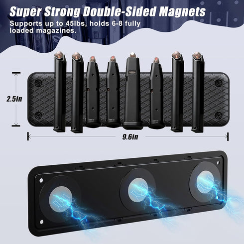 ANTREEMAG Ammunition 8 Ammo Magnet Mag Holder Pistol Magazines Capacity, Magnetic Storage in Home Bedroom Desk Car