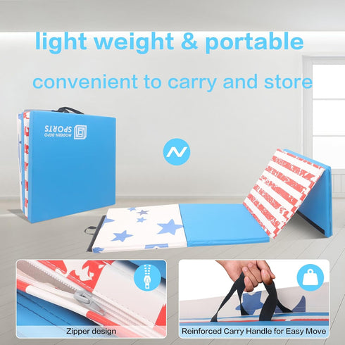 4 4'X8'X2" 4'X10'X2" 100% Modern-Depo Gymnastics Mat for Home Panels Folding or With Handle, Hook Loop, Waterproof