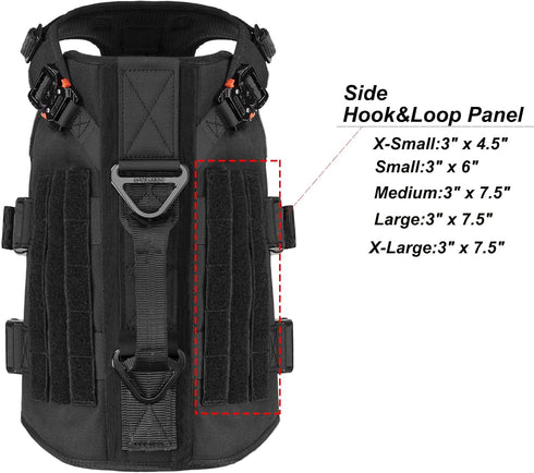 ICEFANG GN3 Tactical Dog Harness, M (25"-31" Girth), 6X Buckle, Molle Vest with Handle, No Pull Front Clip