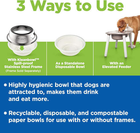 Kinn Kleanbowl Pet Bowl, Stainless Steel Frame with Compostable Refills, 24 oz (1 Pack)