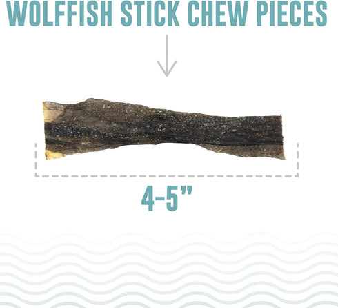 Icelandic+ Stick Chew Pieces: Wolffish, 3oz Bag of Pure Fish Skin Dog Treats, Wild-Caught & Air-Dried