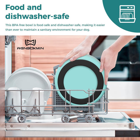 Stainless Steel Dog Bowl, 64oz Mint Green Food and Water Bowl with Non-Slip Quiet Bottom, Easy to Clean, Dishwasher Safe
