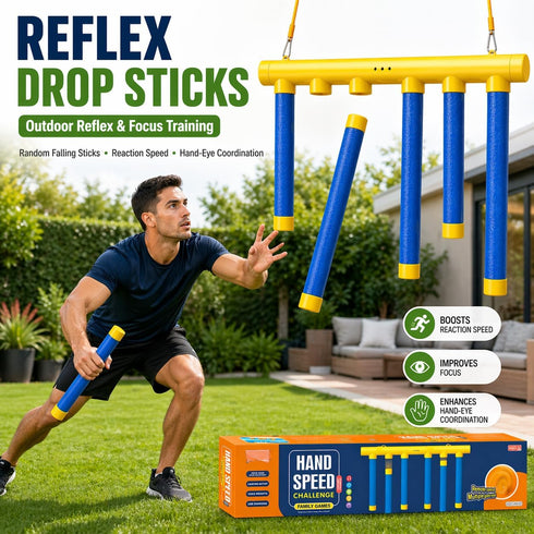 Reflex Drop Sticks Challenge, Falling Sticks Reaction Training Tool, Adjustable Speed Catching Sticks for Hand Eye