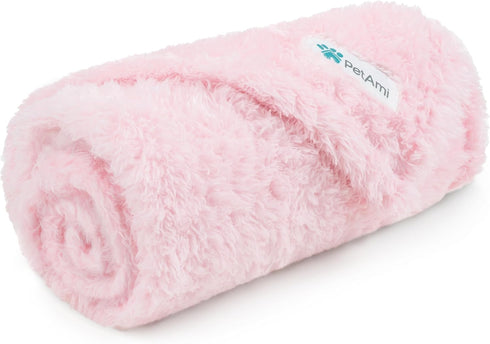 PetAmi Dog Blanket for Small Dogs, Pink Fluffy Soft Puppy Blanket, Sherpa Fleece Cat Blanket, Washable, Small 24x32