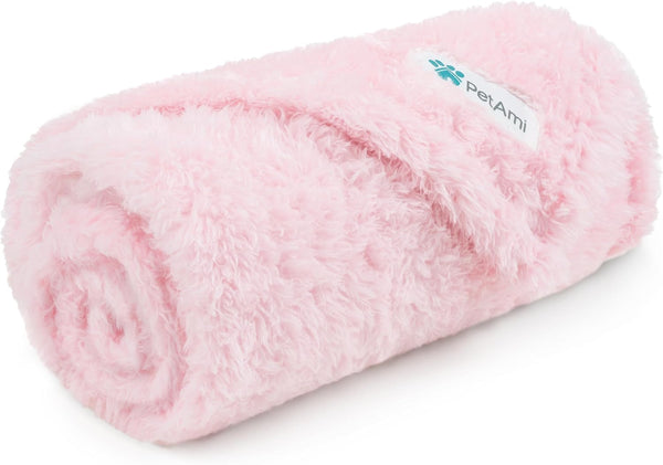 PetAmi Dog Blanket for Small Dogs, Pink Fluffy Soft Puppy Blanket, Sherpa Fleece Cat Blanket, Washable, Small 24x32