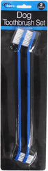 Duke's Pet Products Set: 8 1/2" Two-Piece Dog Toothbrush Double Sided Canine Dental Hygiene Brushes with Long Handles