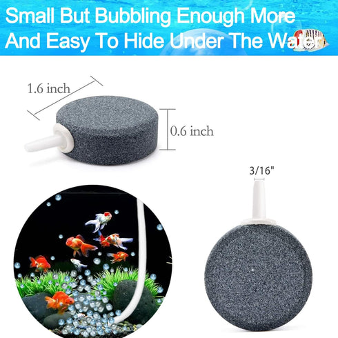Aquarium Air Stone Disc - 1.6 Inch Bubble Diffuser, 6Pack for Fish Tank