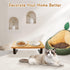 Ceramic Elevated Cat Bowls with Bamboo Stand, 10° Tilted Raised Dishes for Food and Water, Anti Vomiting Pet Bowl Set