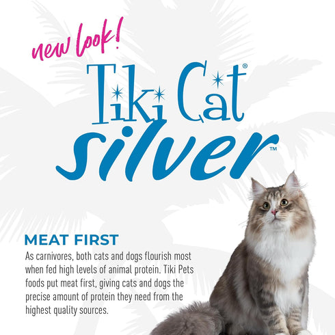 Tiki Cat Silver Mousse, Chicken & Pumpkin in Broth, Nutrient Rich for Older Cats Aged 11+, 2.9 oz. Pouch (Pack of 12)