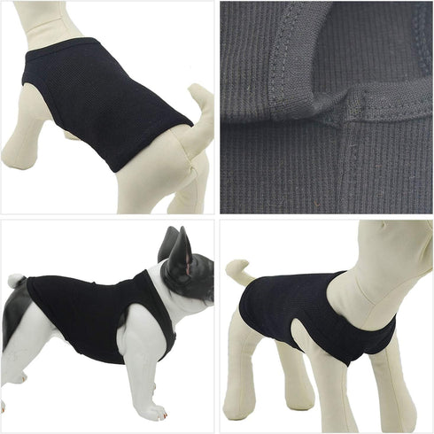 Lovelonglong 2019 Summer Pet Clothing, Dog Clothes Blank T-Shirts, Ribbed Tanks for Bulldog Pit Bull, 100% Cotton Black