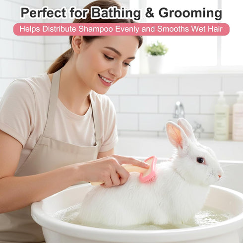 Yuanan 2Pcs Bunny and Guinea Pig Brush, Rabbit Grooming Brush Kit, Soft Silicone Bunny Brushes for Small Pets, Cats