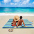 Large Picnic Blanket, Beach Blankets (80X60) Inch, Waterproof Quick Drying Mat for 3-5 Adults (Blue Stripes)