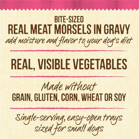 Merrick Lil’ Plates Grain Free Dinner Duos, Soft Natural Wet Small Dog Food Variety Pack, Beef and Chicken, 2.6 lb. Tub