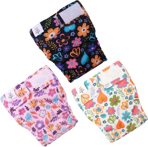 CuteBone Washable Dog Diapers, Female 3 Pack Puppy Training Pants for Docked-Tail Dogs WWD19L
