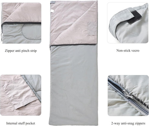 Ultralight Backpacking Sleeping Bag 1.7lbs, Warm Weather 50?-63?, Waterproof Compact Lightweight