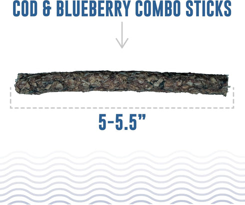 Icelandic+ Combo Sticks: Cod & Blueberry - 2oz Dog Treats, Crunchy Pet Snacks, Preservative Free