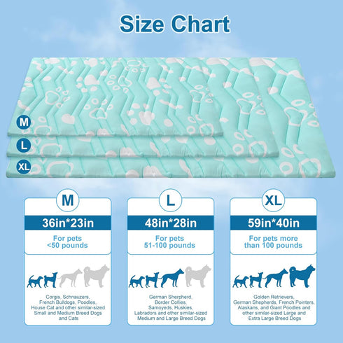 BEAUTYZOO Upgrade Extra Large Dog Cooling Mat, Reversible Self-Cooling Blanket, Machine Washable, 36"x23"