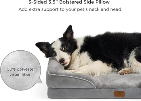 Bedsure Cat Beds for Indoor Cats - Washable Bolster Sofa Beds for Extra Small Dogs, Supportive Foam Couch Bed, Grey