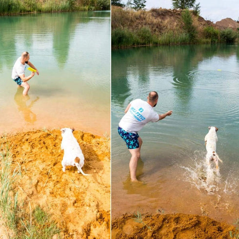 2-in-1 Floating Dog Fetch Toy & Bite Tug - Tough Interactive Throw Toys for Medium to Large Dogs