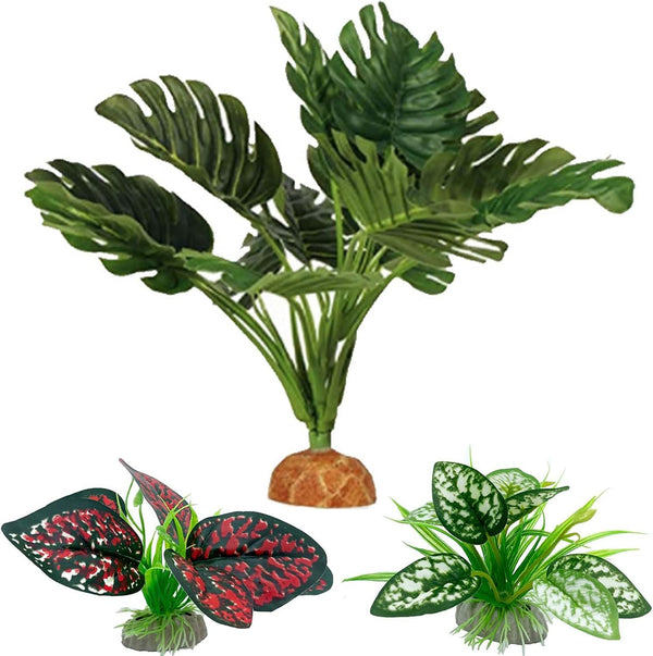 Reptile Artificial Plants, Terrarium Decorations Supplies, Aquarium Fish Tank Plant, Amphibian Habitat Accessories (L