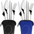 SENHAI 8 Pieces Rustproof Stainless Steel Flatware Set with Knife, Fork, Spoon, Chopsticks, Carrying Case