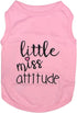 Parisian Pet Dog Tshirt, Embroidered “Little Miss Attitude“ Tank Top, 100% Cotton Sleeveless Pink Tee for Large Dogs