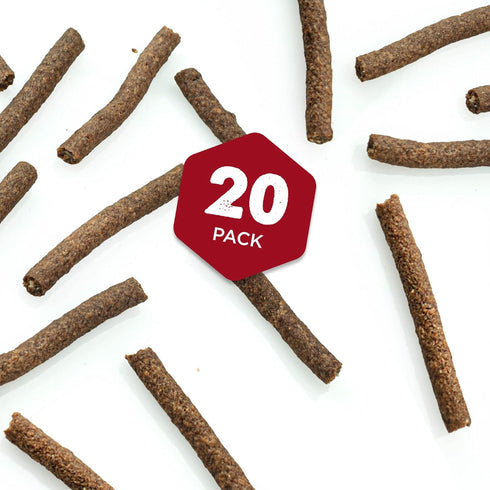 Premium Real Beef Dog Treats - Bully Snap Stick, 20 pack - 100% Natural, No Additives, Rawhide-Free