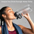 Half Gallon/64oz Water Bottle With Handle, Leak Proof with Removable Strainer, BPA Free Fitness 2L Sports Jug (Grey)