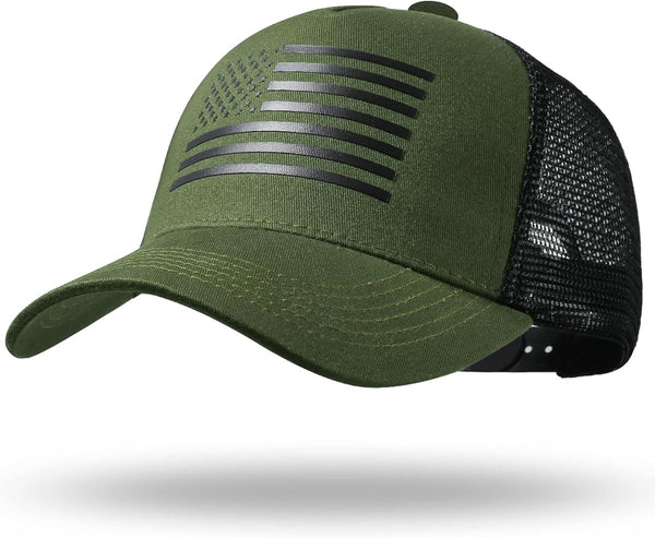 Oversize XXL American Flag Trucker Hat, Large Breathable Mesh Snapback Baseball Cap for Men