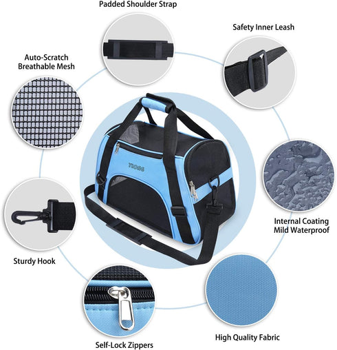 Airline Approved Cat Carrier, Soft-Sided Pet Travel Carrier for Cats, Dogs, Puppy Comfort Portable Foldable Bag