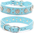 Rhinestone Dog Collar, Cute Flower Bling Collar, PU Leather Adjustable Sizes for Small Medium Large Dogs