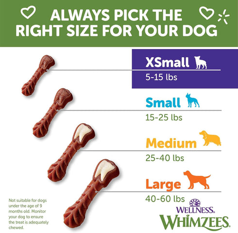 WHIMZEES Wellness Daily Brushzees Dog Dental Treats, Natural Chews, Extra Small Size Stick (28 Count)